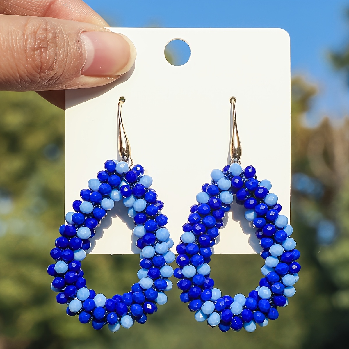 Boho Beaded Dangle Earrings with Stainless Steel Ear Needle
